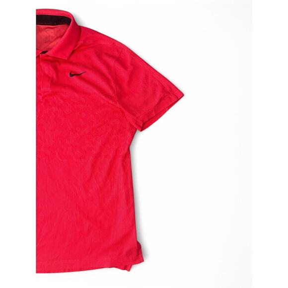 Nike ADV Tiger Woods Golf Pro Polo Shirt Top Dri Fit Red Size Medium - Picture 3 of 9